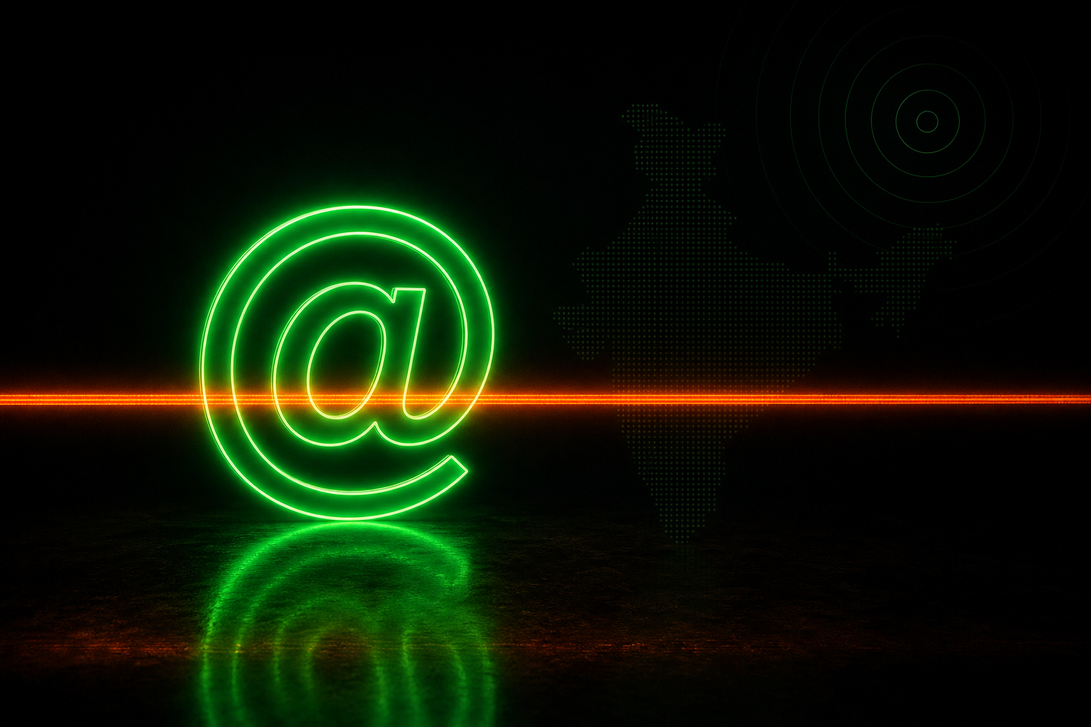 Nomes de usuário do WhatsApp sob escrutínio regulatório — arroba em néon sobre fundo escuro