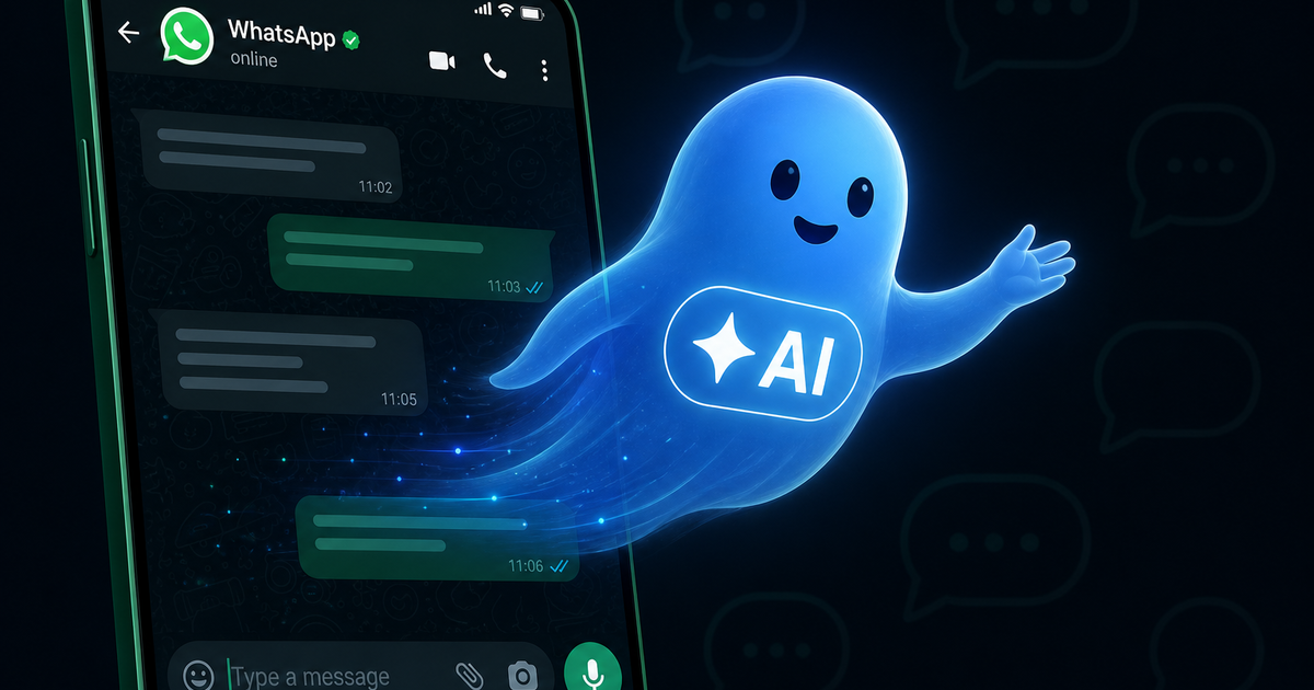 Agente de IA da Meta saindo de uma conversa do WhatsApp: a IA nativa passou a responder dentro do próprio número